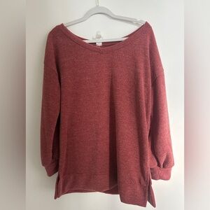 Honeyme Deep Red V-Neck Sweater